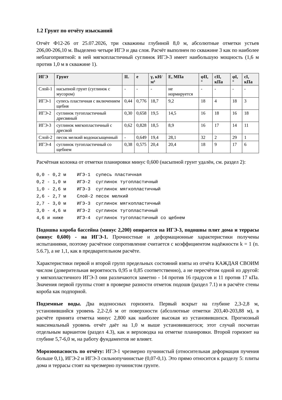 Грунты и сбор нагрузок